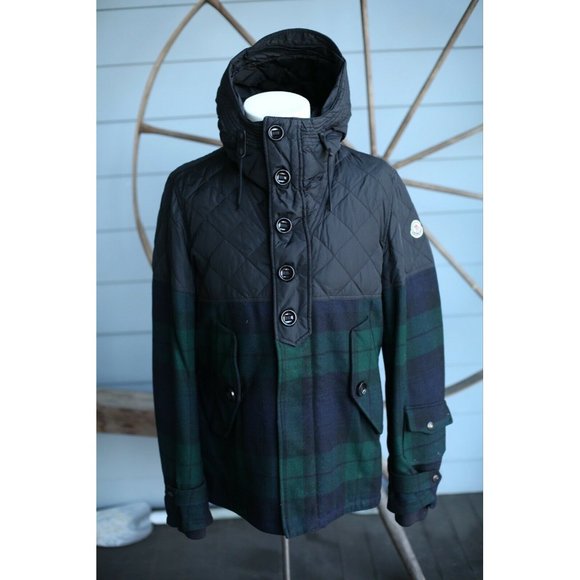 Moncler Cool Goose Down Puffer Jacket SZ 3 / Medium Plaid Wool $1,850